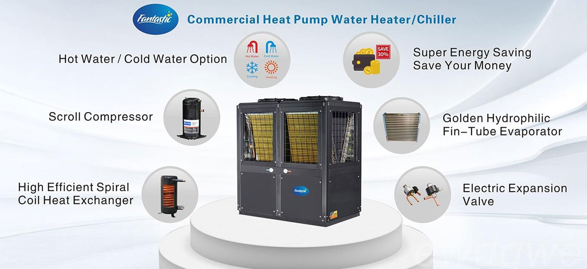 Commercial Air Source Heat Pump Water Heater / Chiller